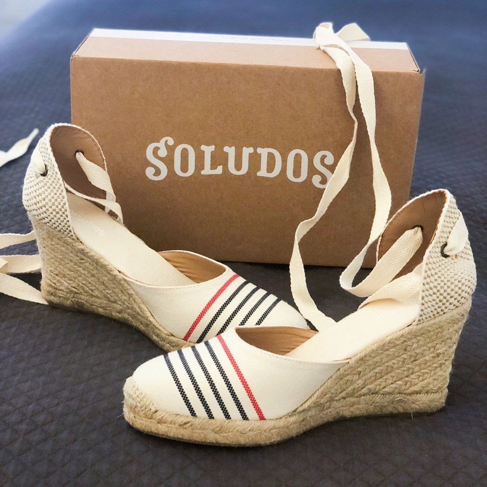 Soludos Espadrille, red and blue stripes